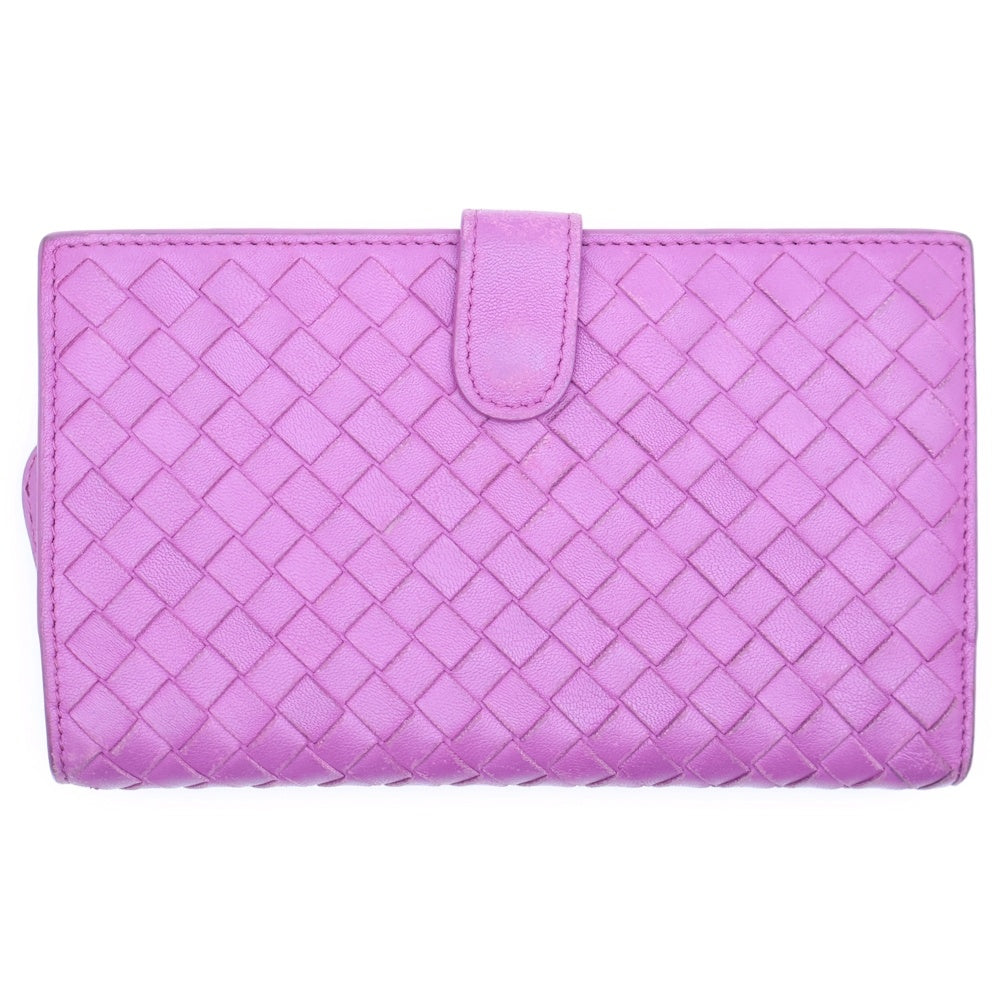 BOTTEGA VENETA(ボッテガヴェネタ) イントレチャート 二つ折り財布 ロングウォレット カードケース パープル レザー