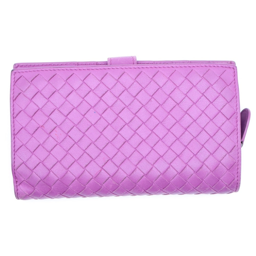 BOTTEGA VENETA(ボッテガヴェネタ) イントレチャート 二つ折り財布 ロングウォレット カードケース パープル レザー