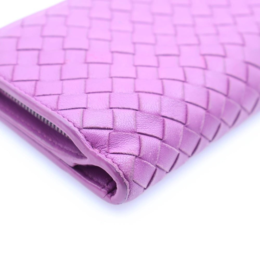 BOTTEGA VENETA(ボッテガヴェネタ) イントレチャート 二つ折り財布 ロングウォレット カードケース パープル レザー