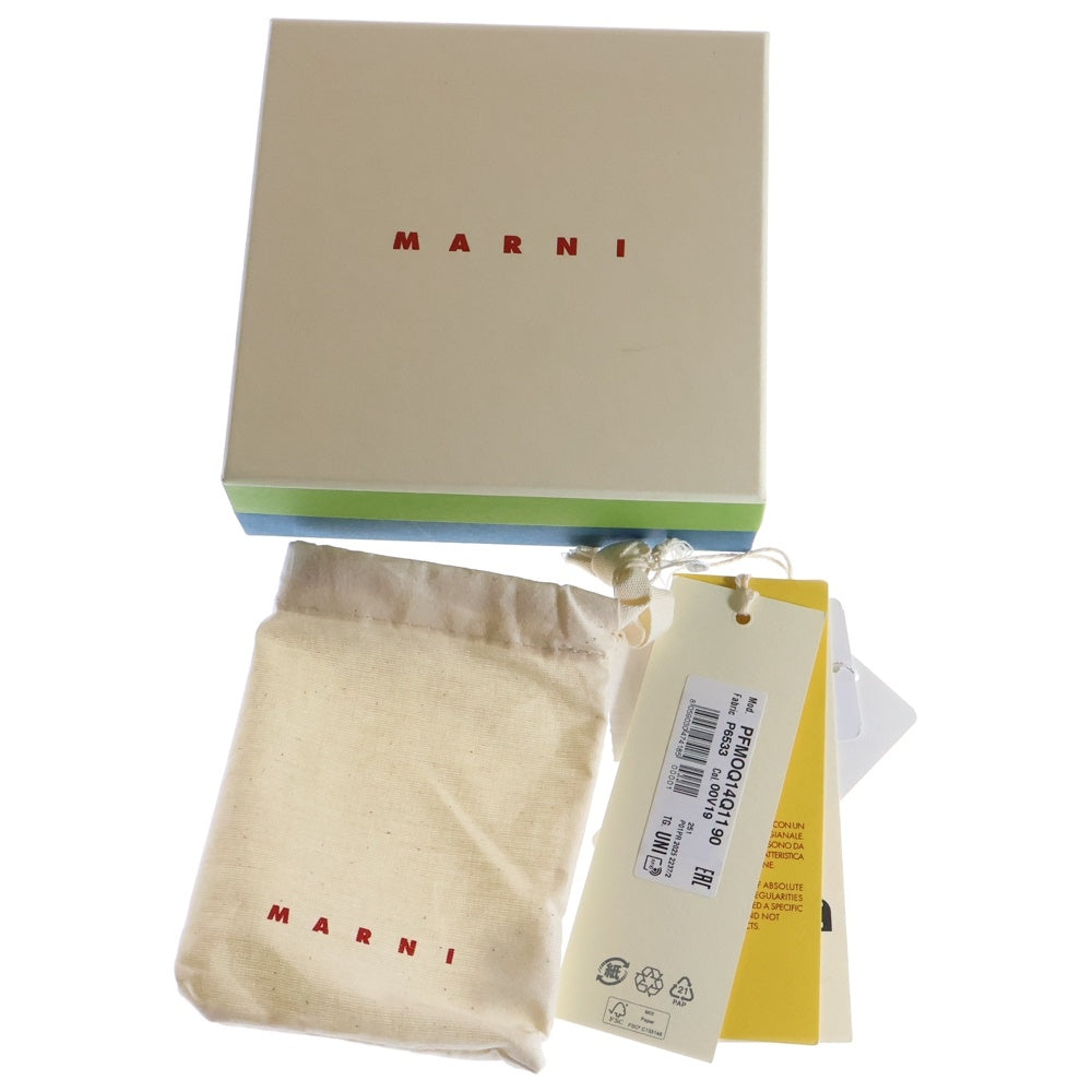 MARNI(マルニ) ロゴ刺繍 レザー コンパクトウォレット 二つ折り財布 ライトブルー/ピンク PFMOQ14Q11
