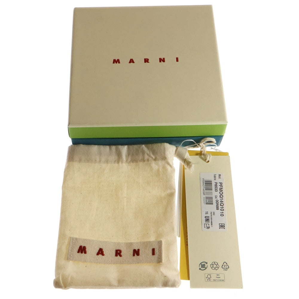 MARNI(マルニ) ロゴ刺繍 レザー コンパクトウォレット 二つ折り財布 ブラック PFMOQ14Q10