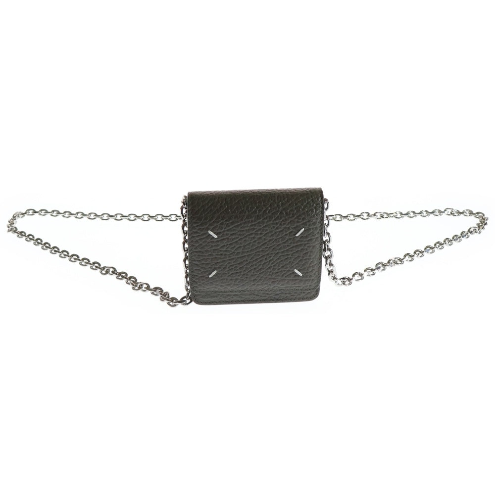 Maison Margiela 11(メゾンマルジェラ11) 4ステッチ レザー チェーンウォレット ショルダーポーチ ミニバッグ シルバー金具 グレー SA3UI0009