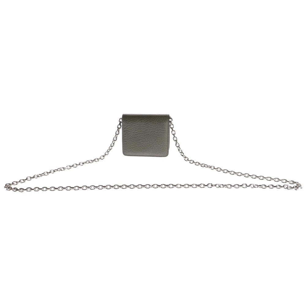 Maison Margiela 11(メゾンマルジェラ11) 4ステッチ レザー チェーンウォレット ショルダーポーチ ミニバッグ シルバー金具 グレー SA3UI0009