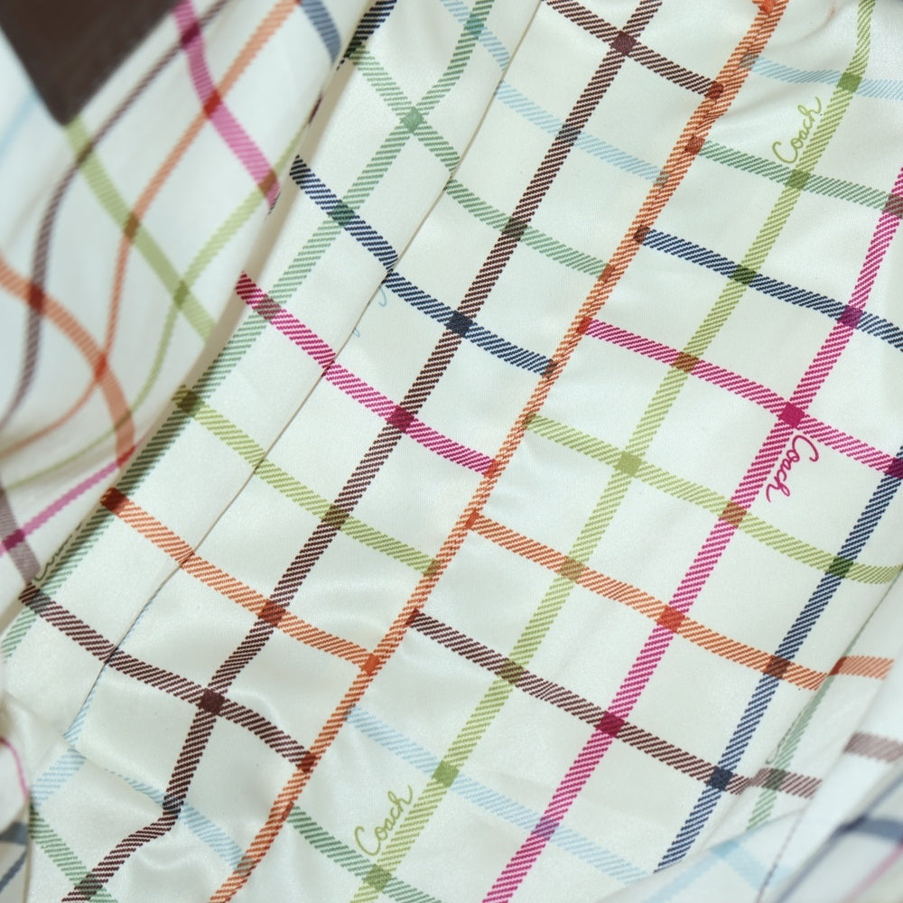 COACH(コーチ) ネームタグ付 シグネチャーロゴレザートートバッグ ブラウン