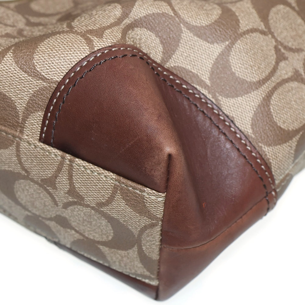 COACH(コーチ) ネームタグ付 シグネチャーロゴレザートートバッグ ブラウン