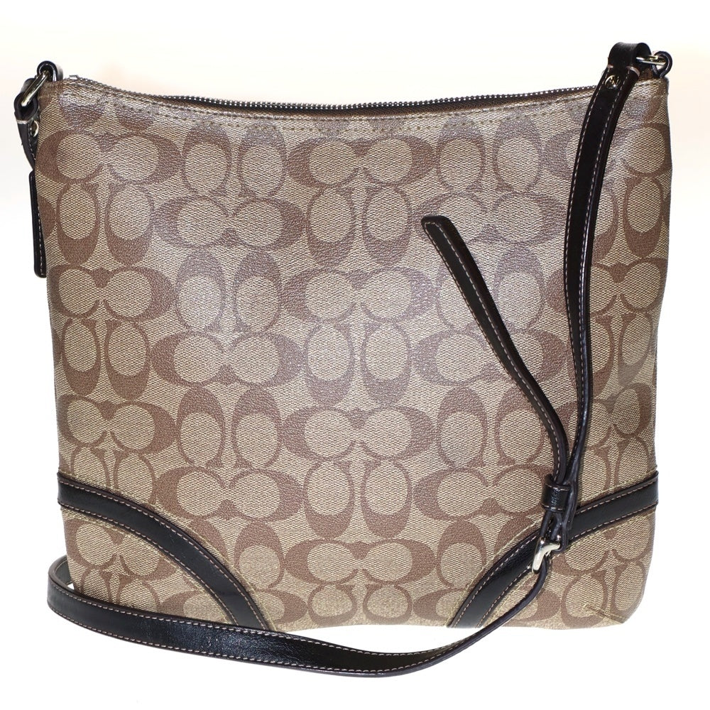 COACH(コーチ) ネームタグ付 シグネチャーロゴレザートートバッグ ブラウン