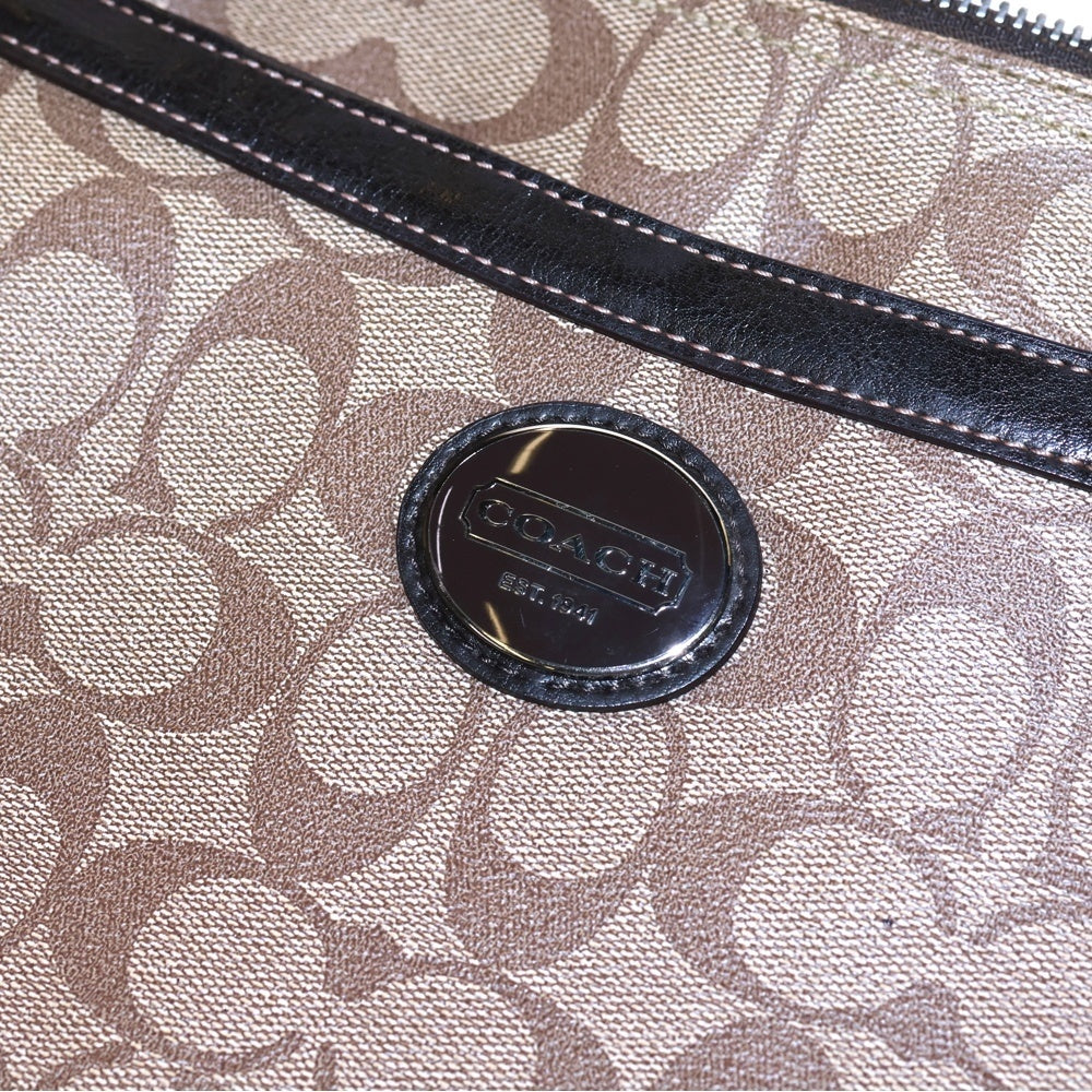 COACH(コーチ) ネームタグ付 シグネチャーロゴレザートートバッグ ブラウン