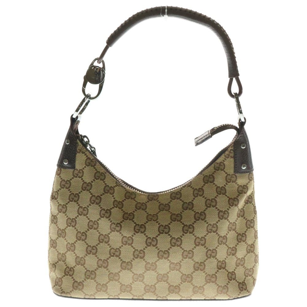 GUCCI(グッチ) GGキャンバス ワンショルダーバッグ ハンドバッグ シルバー金具 ベージュ×ブラウン 115002
