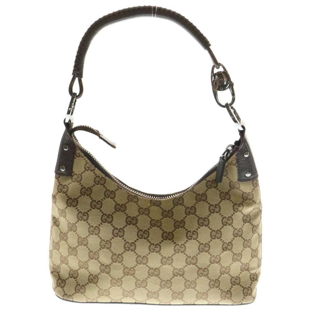 GUCCI(グッチ) GGキャンバス ワンショルダーバッグ ハンドバッグ シルバー金具 ベージュ×ブラウン 115002
