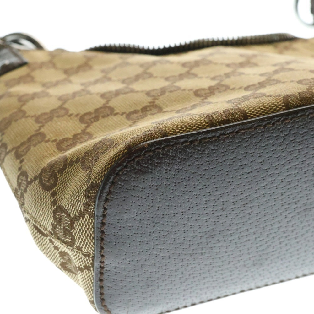 GUCCI(グッチ) GGキャンバス ワンショルダーバッグ ハンドバッグ シルバー金具 ベージュ×ブラウン 115002