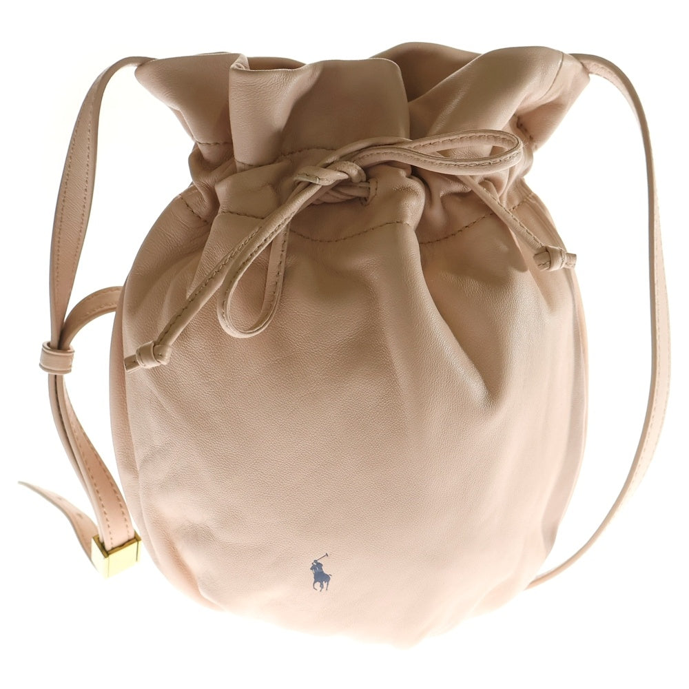 POLO RALPH LAUREN(ポロラルフローレン) ロゴプリント レザー 巾着 ショルダーバッグ ピンク