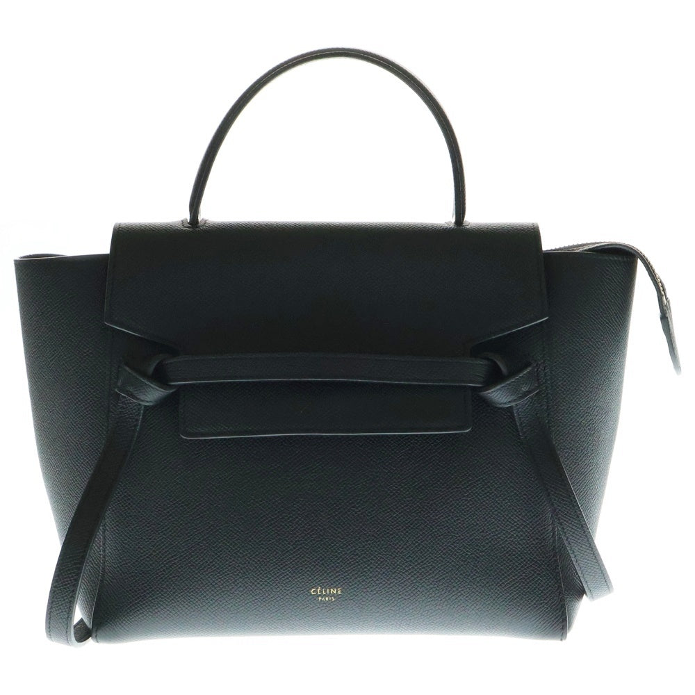 CELINE(セリーヌ) ベルトバッグ マイクロ 2WAYバッグ ショルダーバッグ ハンドバッグ ブラック ゴールド金具 レザー