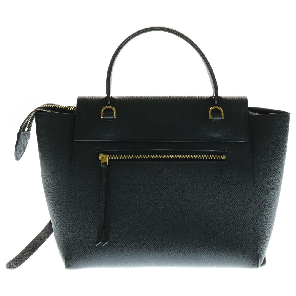 CELINE(セリーヌ) ベルトバッグ マイクロ 2WAYバッグ ショルダーバッグ ハンドバッグ ブラック ゴールド金具 レザー