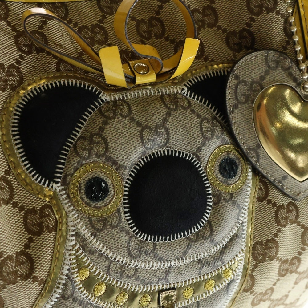 GUCCI(グッチ) GGキャンバス パグ トートバッグ ハンドバッグ ベージュ×イエロー PVC×レザー ゴールド金具 212373