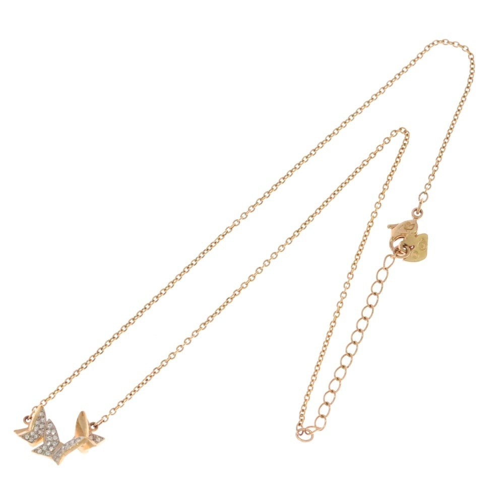 SWAROVSKI(スワロフスキー) バタフライモチーフ ストーン付チェーンペンダントネックレス ゴールド