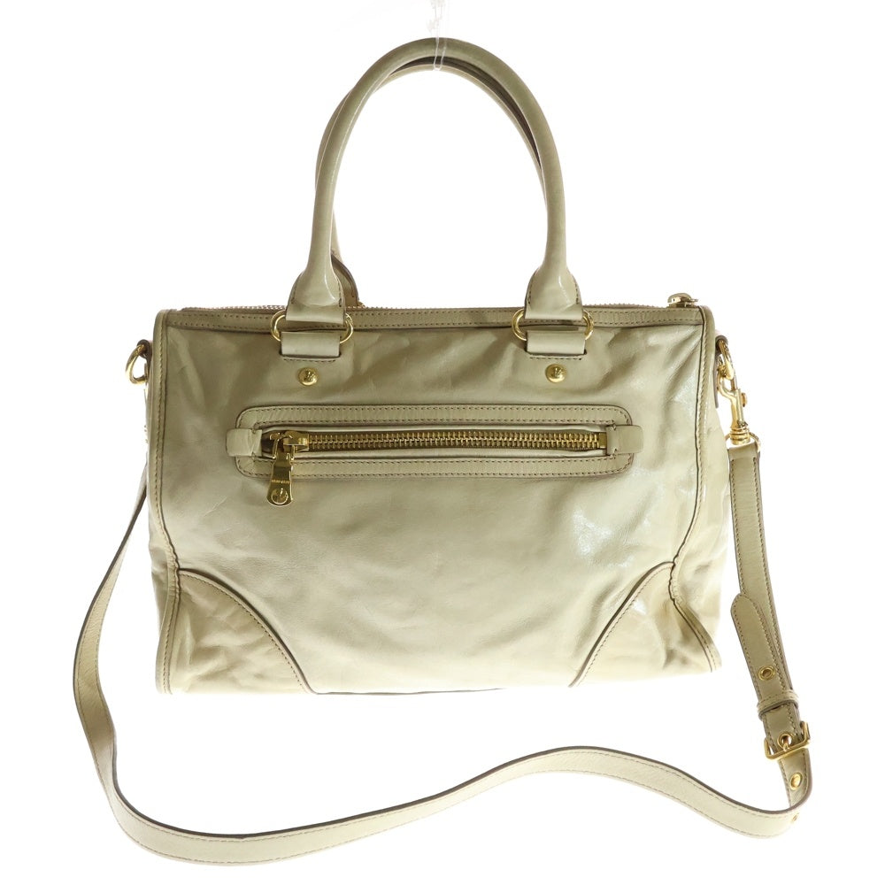 miumiu(ミュウミュウ) ヴィッテロシャイン 2WAYハンドバッグ ショルダーバッグ アイボリー ベージュ レザー ゴールド金具 RL0043