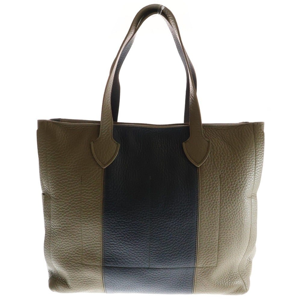 FURLA(フルラ) ロゴバイカラーレザートートバッグ ブラック/カーキ