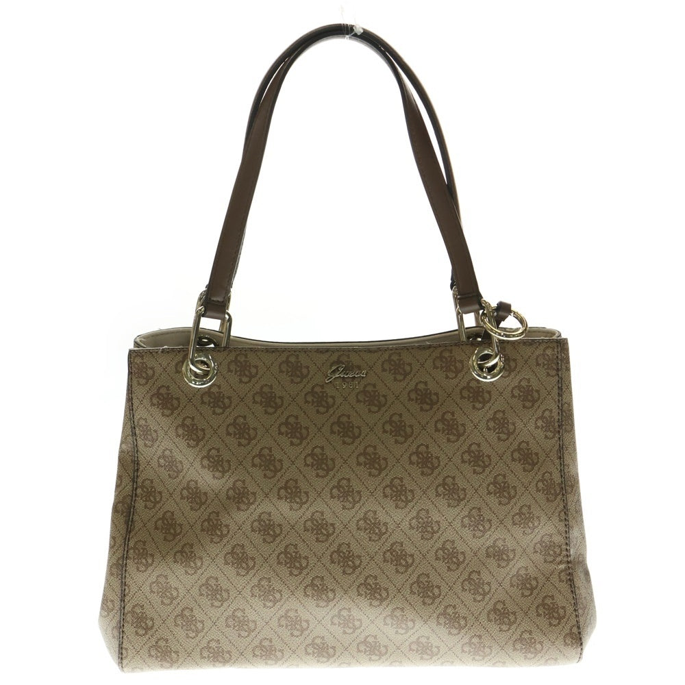 GUESS(ゲス) 2WAYバッグ トートバッグ ハンドバッグ ショルダーバッグ ブラウン レザー×PVC ゴールド金具