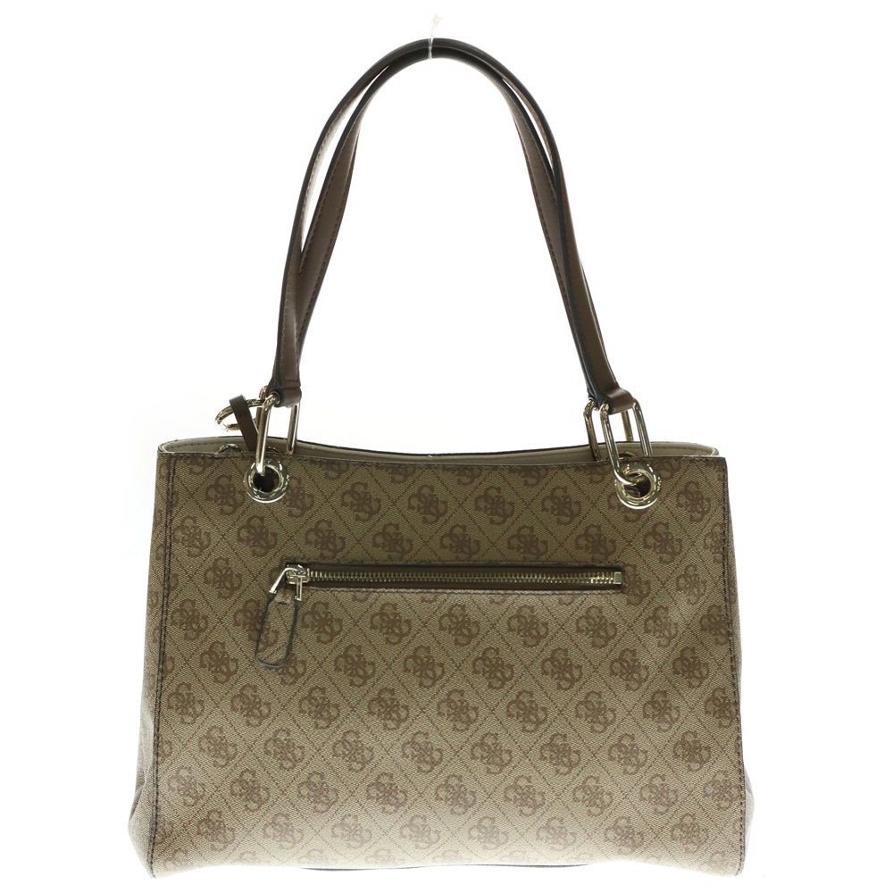 GUESS(ゲス) 2WAYバッグ トートバッグ ハンドバッグ ショルダーバッグ ブラウン レザー×PVC ゴールド金具