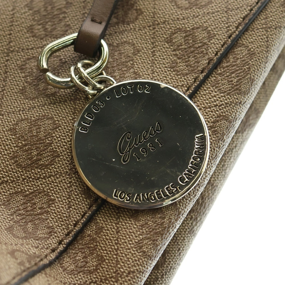 GUESS(ゲス) 2WAYバッグ トートバッグ ハンドバッグ ショルダーバッグ ブラウン レザー×PVC ゴールド金具