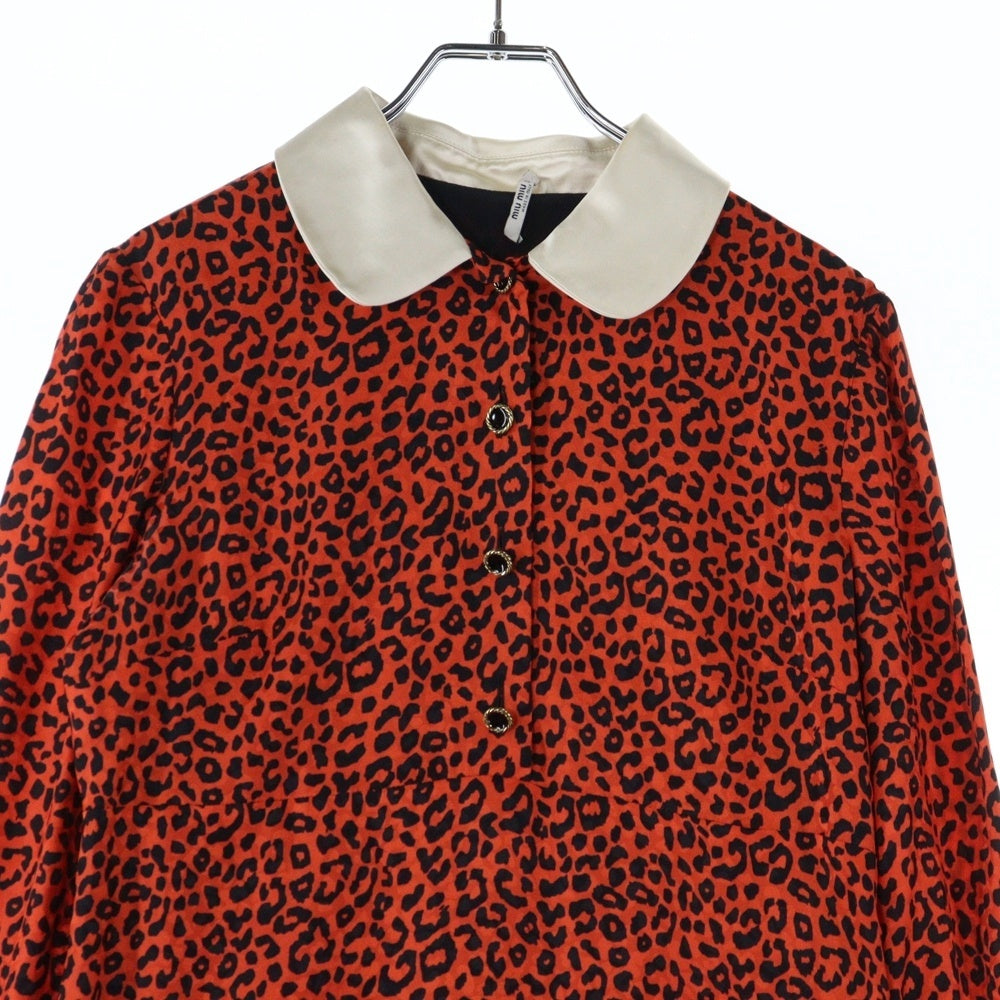 miumiu(ミュウミュウ) 19SS レオパード総柄プリント 丸襟 シルク