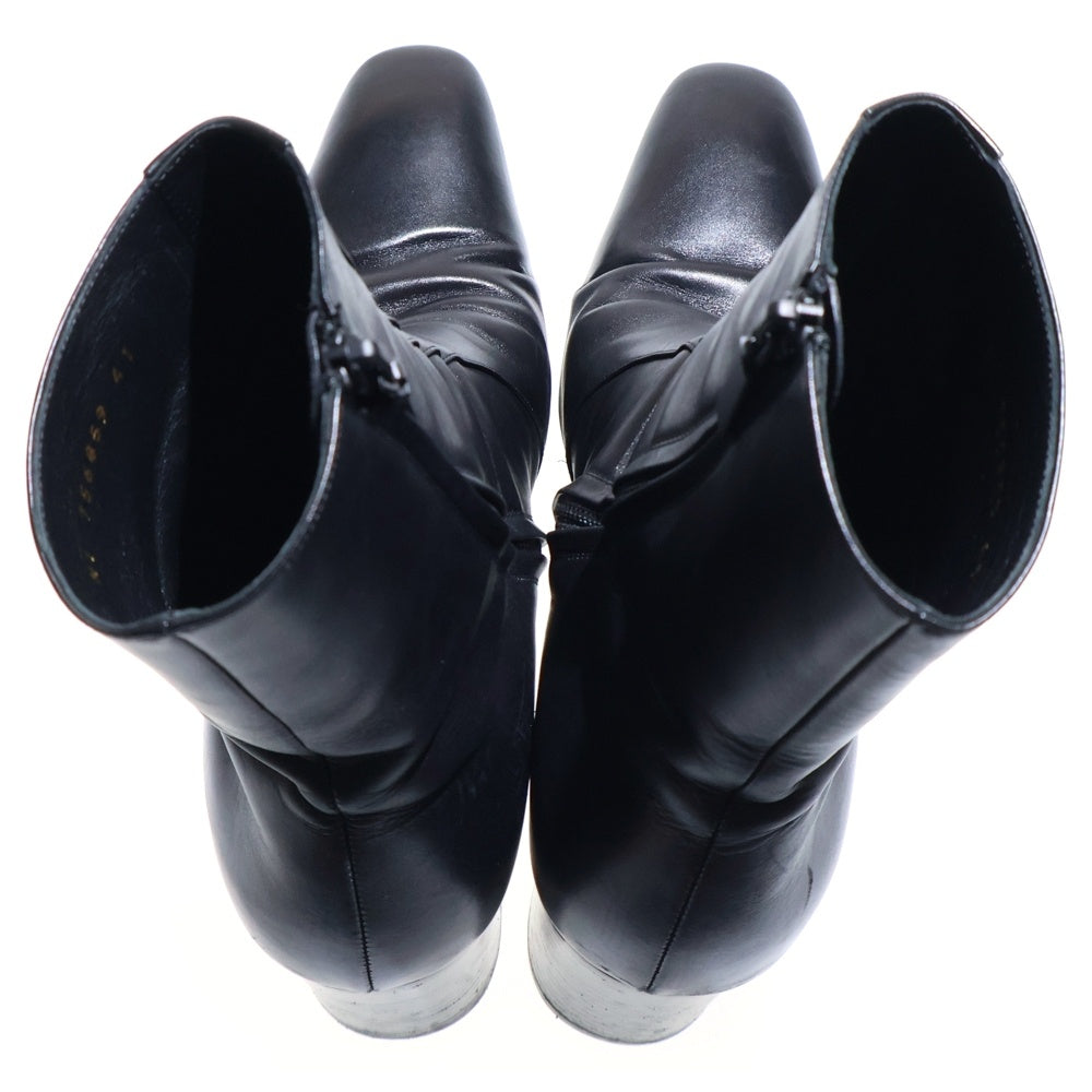 SAINT LAURENT PARIS(サンローランパリ) 23AW レザー サイドジップ ヒール ハイカットシューズ ショートブーツ ブラック 756859