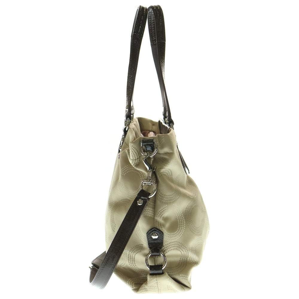 COACH(コーチ) 2WAYバッグ ハンドバッグ トートバッグ ショルダーバッグ ブラウン×ベージュ シルバー金具