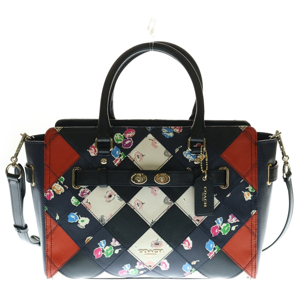 COACH(コーチ) 2WAYバッグ トートバッグ ハンドバッグ ショルダーバッグ 花柄 マルチカラー レザー ゴールド金具