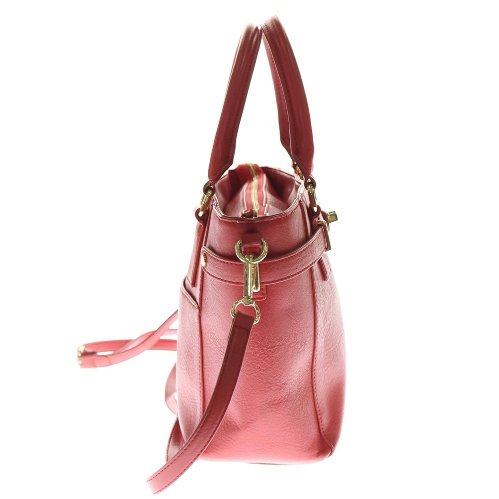Folli Follie(フォリフォリ) 2WAYバッグ ミニトートバッグ ハンドバッグ ショルダーバッグ レッド レザー ゴールド金具
