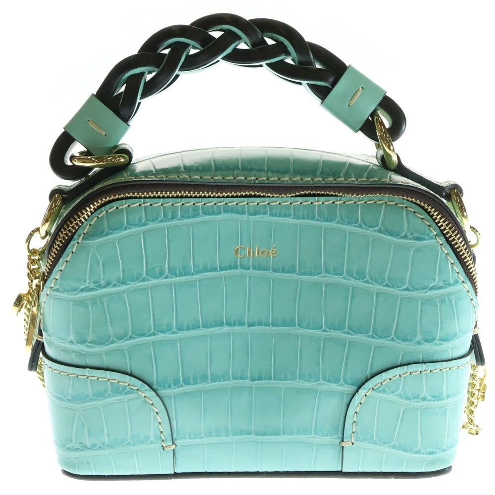 Chloe(クロエ) ダリア 2wayショルダーバッグ ハンドバッグ 型押し グリーン レザー