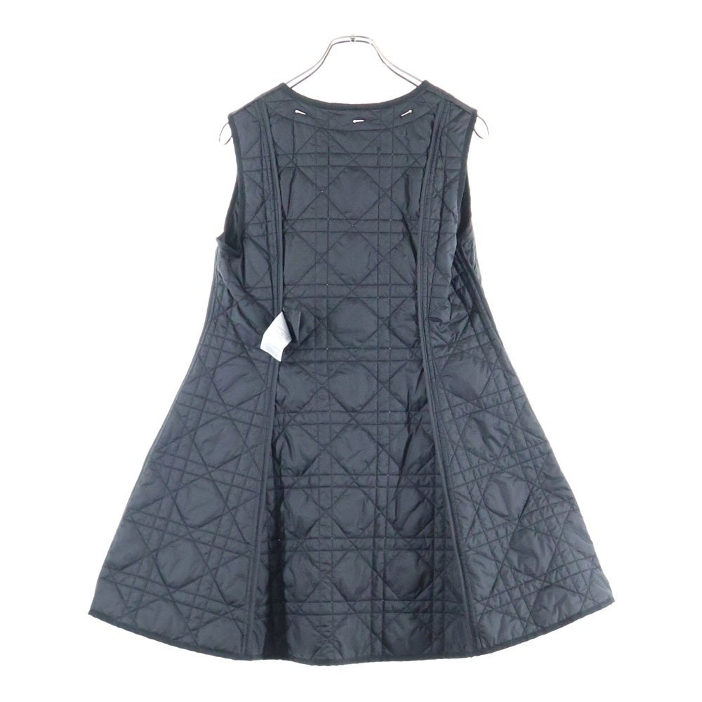 Christian Dior(クリスチャンディオール) 23AW ブラック モアレ BEEロゴ刺繍 変形 トレンチコート カナージュ キルティング ベスト ロングジャケット レディース 357M45A2787 82023