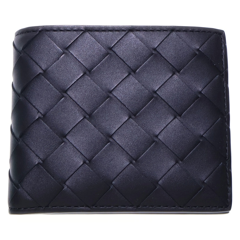 BOTTEGA VENETA(ボッテガヴェネタ) イントレチャート 二つ折り財布 コンパクトウォレット カードケース ブラック レザー