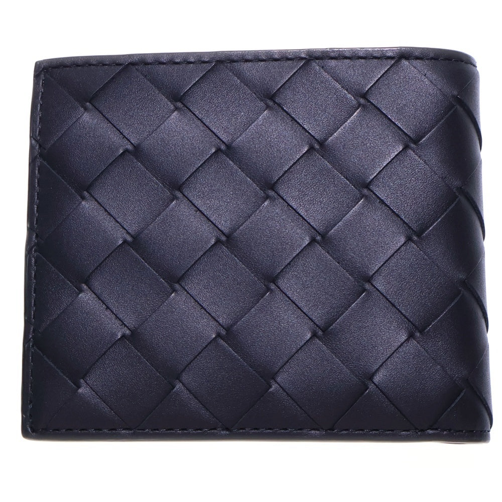BOTTEGA VENETA(ボッテガヴェネタ) イントレチャート 二つ折り財布 コンパクトウォレット カードケース ブラック レザー