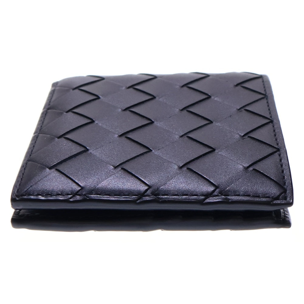 BOTTEGA VENETA(ボッテガヴェネタ) イントレチャート 二つ折り財布 コンパクトウォレット カードケース ブラック レザー