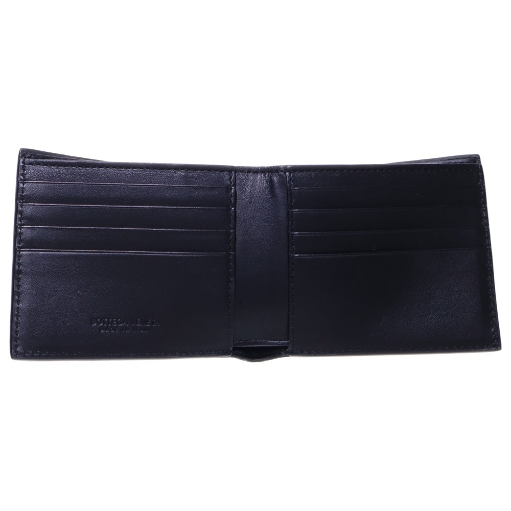 BOTTEGA VENETA(ボッテガヴェネタ) イントレチャート 二つ折り財布 コンパクトウォレット カードケース ブラック レザー