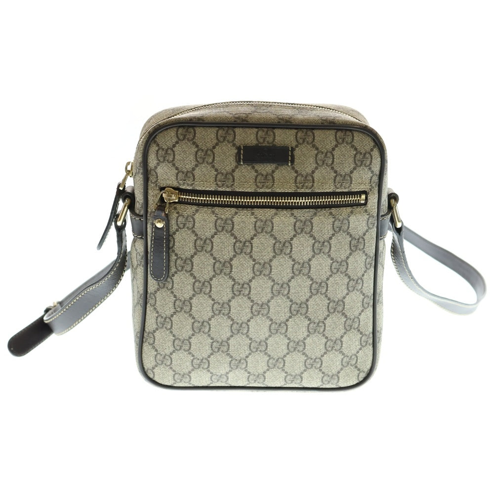 GUCCI(グッチ) GGスプリーム ショルダーバッグ ミニバッグ PVC×レザー ベージュ×ブラウン ゴールド金具 233268