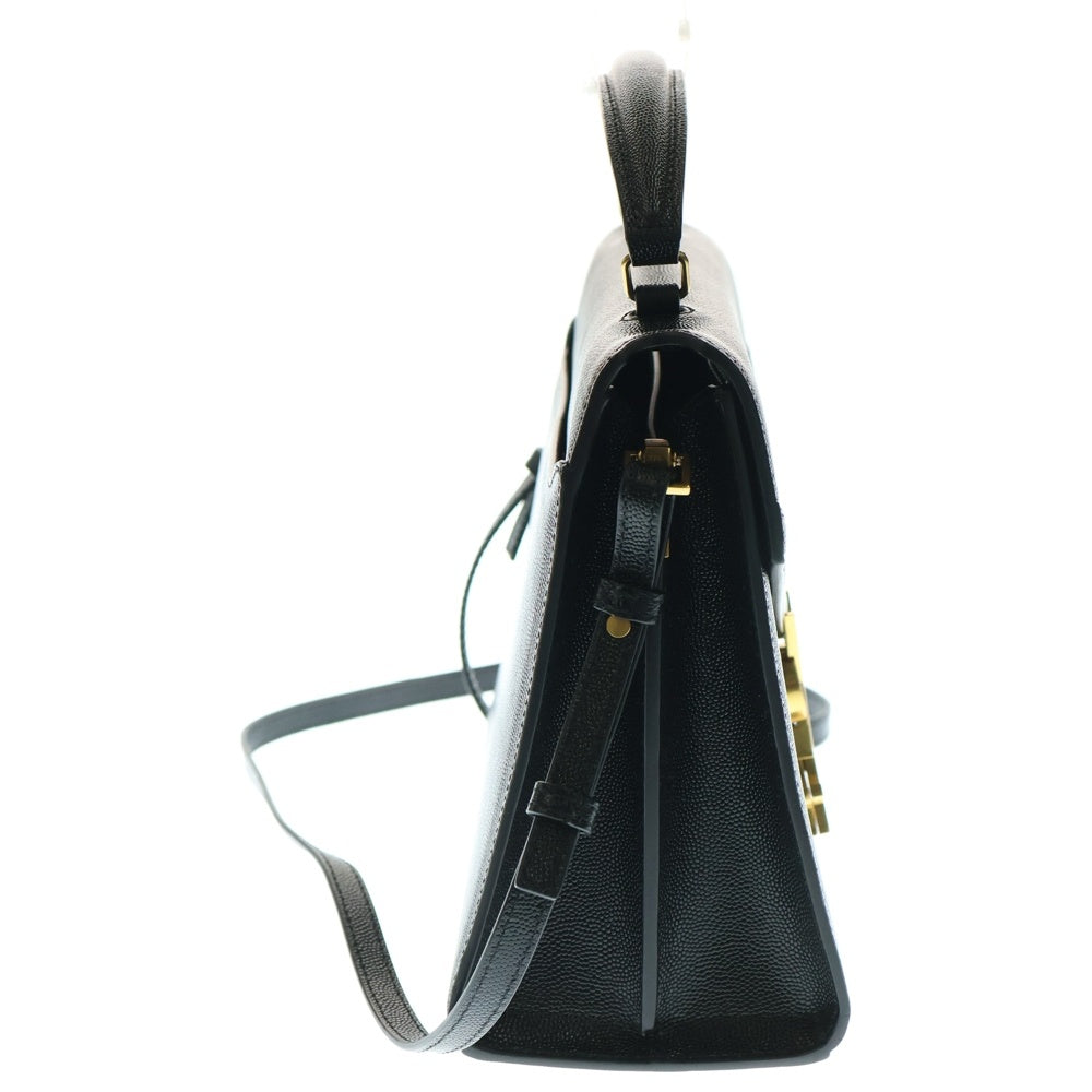 SAINT LAURENT PARIS(サンローランパリ) カサンドラ トップハンドル ミディアム 2wayハンドバック ショルダーバッグ ブラック レザー 578000