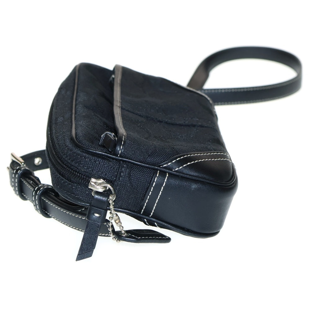 COACH(コーチ) ミニショルダーバッグ ボディバッグ ブラック レザー×キャンバス