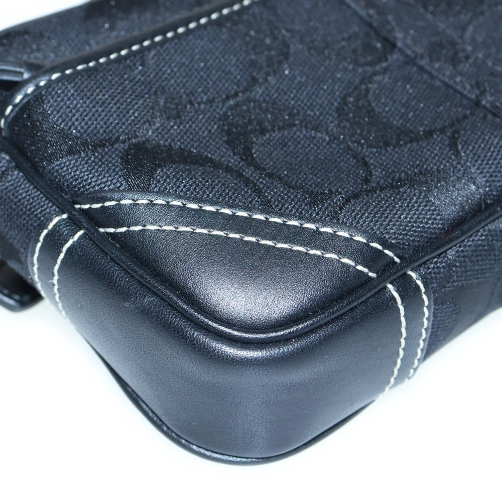 COACH(コーチ) ミニショルダーバッグ ボディバッグ ブラック レザー×キャンバス