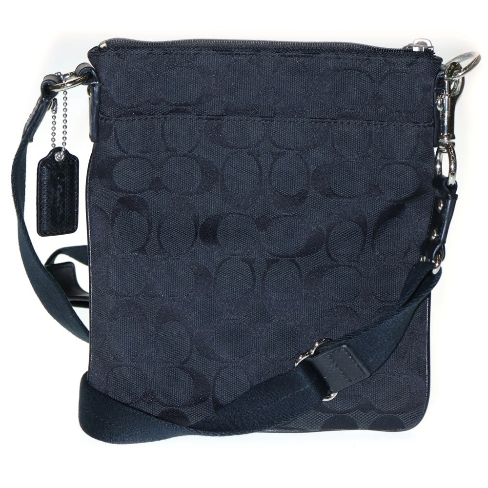 COACH(コーチ) ショルダーバッグ ミニバッグ ブラック レザー×キャンバス シルバー金具