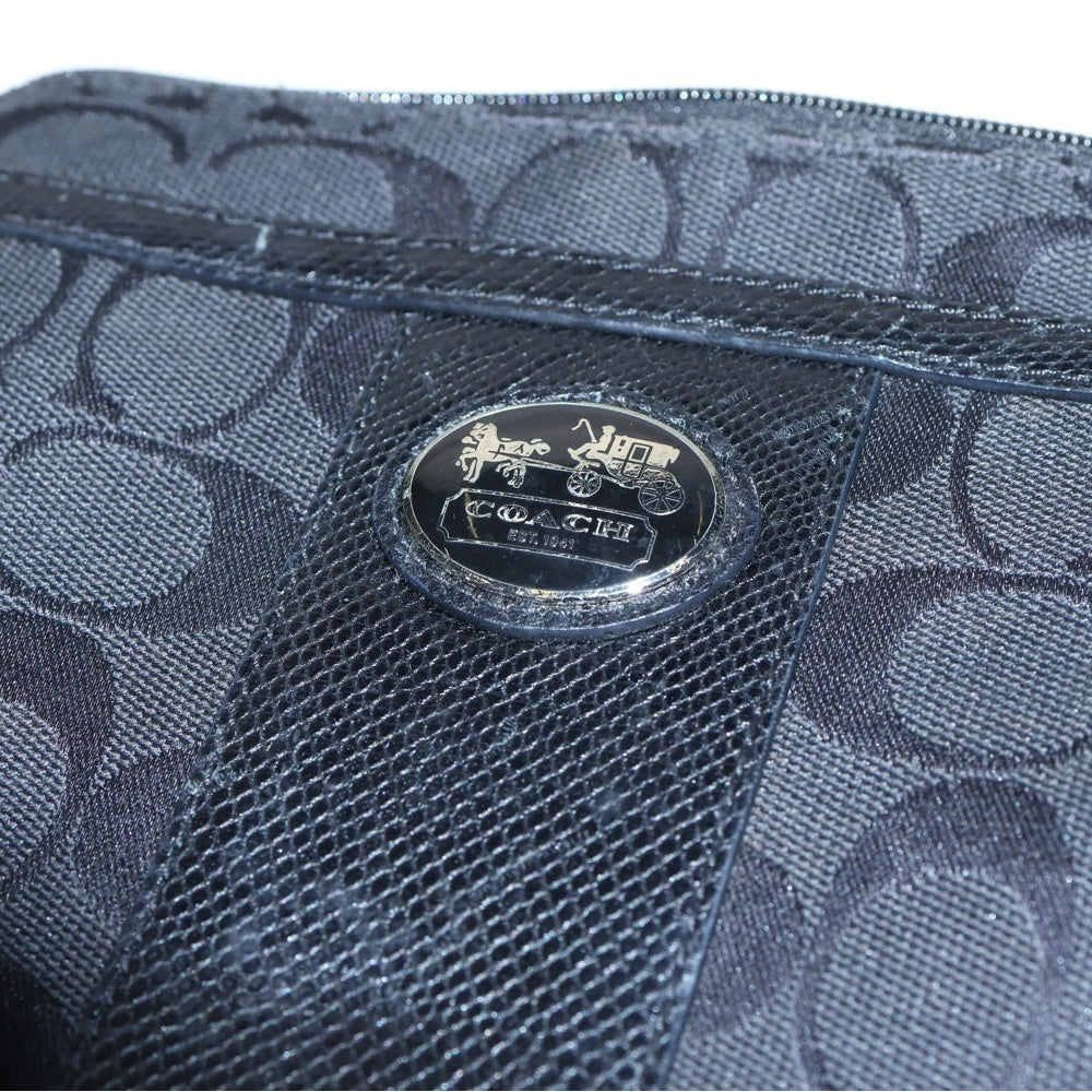 COACH(コーチ) ショルダーバッグ ミニバッグ ブラック レザー×キャンバス シルバー金具