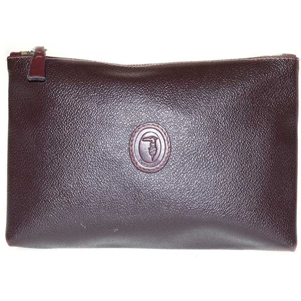 TRUSSARDI(トラサルディ) レザーポーチ ケース 収納 ブラウン ゴールド金具