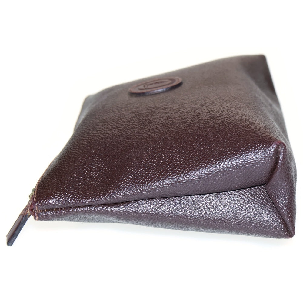 TRUSSARDI(トラサルディ) レザーポーチ ケース 収納 ブラウン ゴールド金具