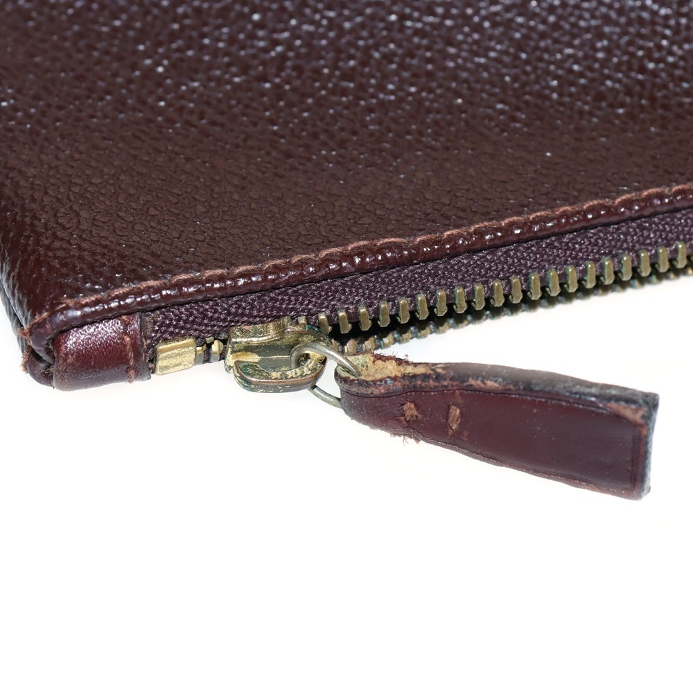 TRUSSARDI(トラサルディ) レザーポーチ ケース 収納 ブラウン ゴールド金具