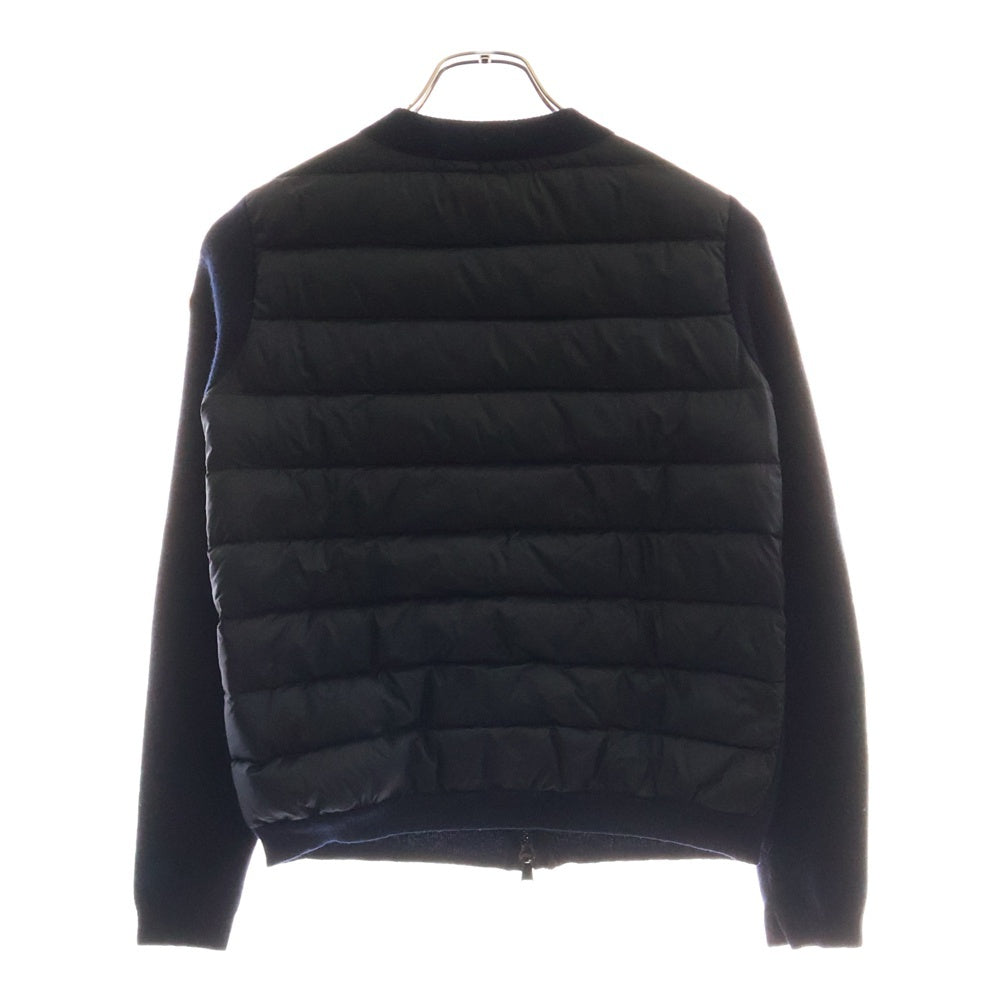 MONCLER(モンクレール) 17AW ワッペンロゴ ニット切り替え ジップアップ クルーネック ダウンジャケット ネイビー C20939480030 98145