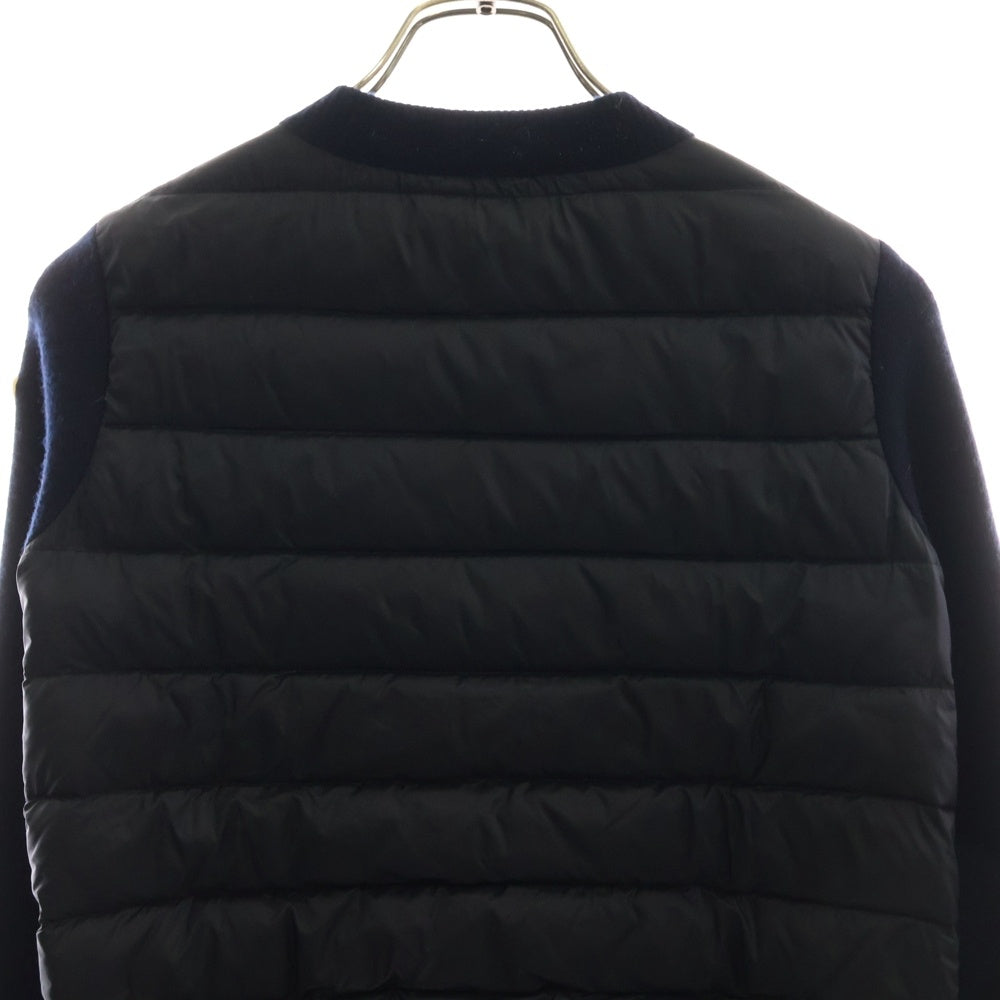 MONCLER(モンクレール) 17AW ワッペンロゴ ニット切り替え ジップアップ クルーネック ダウンジャケット ネイビー C20939480030 98145