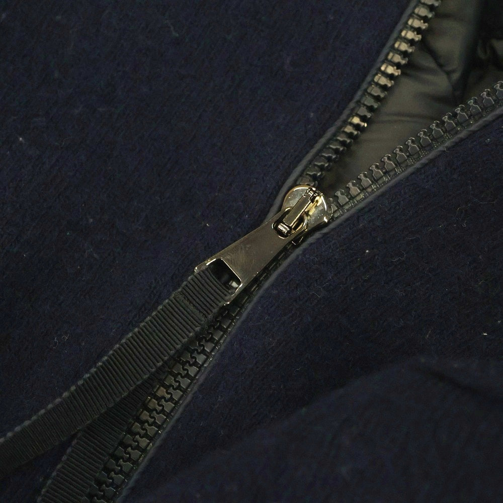 MONCLER(モンクレール) 17AW ワッペンロゴ ニット切り替え ジップアップ クルーネック ダウンジャケット ネイビー C20939480030 98145