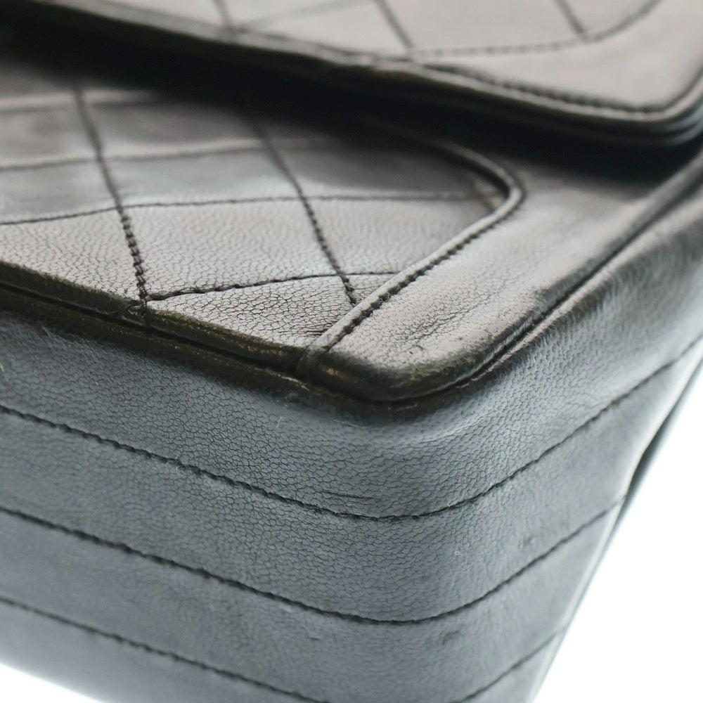 CHANEL(シャネル) マトラッセ25 ココマーク ラムスキン Sフラップ/Wチェーン レザーショルダーバッグ ブラック GD金具