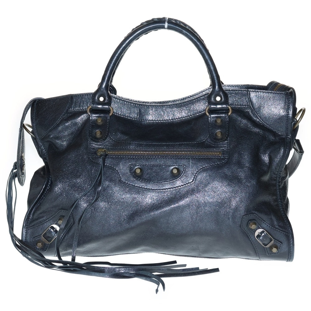 BALENCIAGA(バレンシアガ) ザ・シティ 2WAYハンドバッグ ショルダーバッグ ブラック レザー ゴールド金具 115748