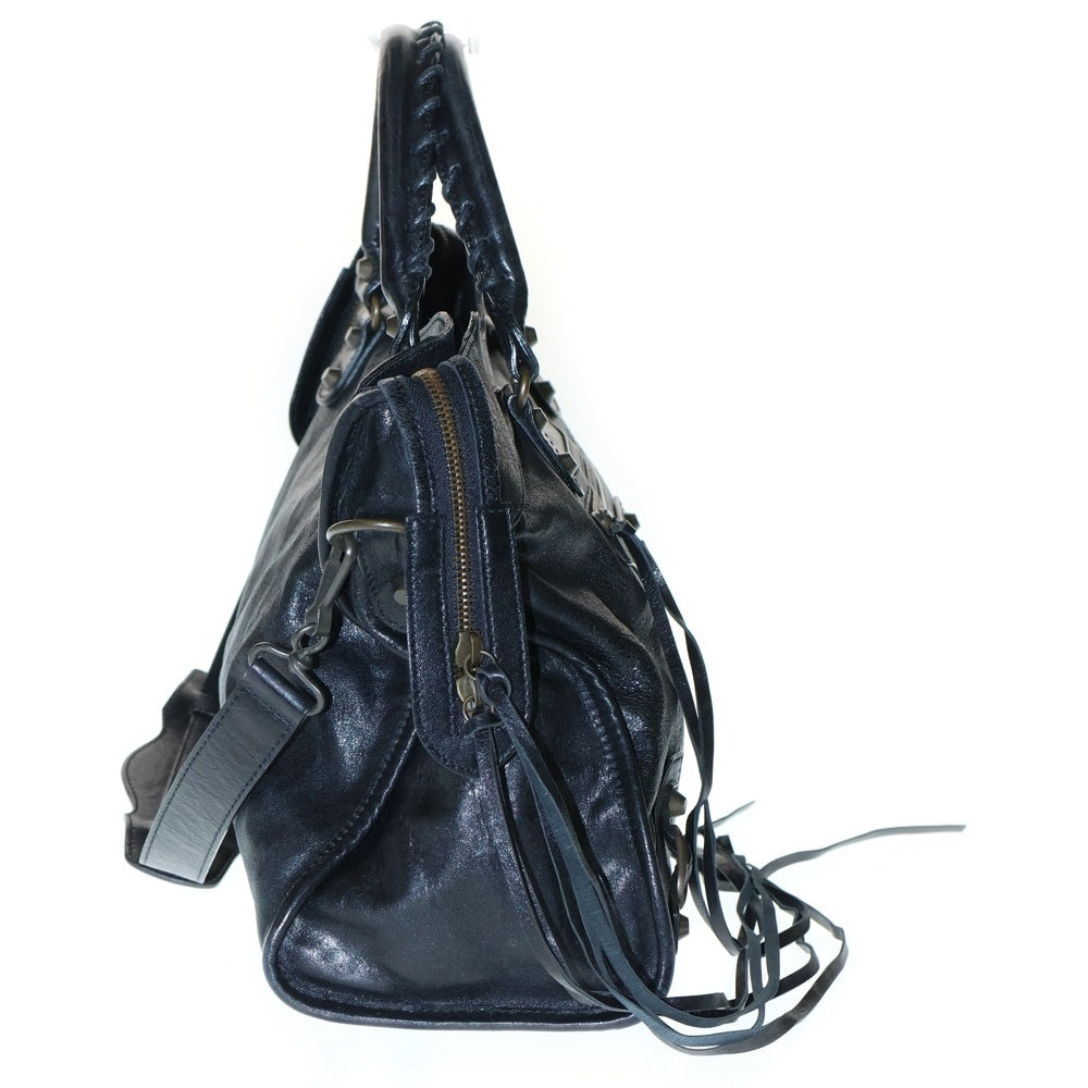 BALENCIAGA(バレンシアガ) ザ・シティ 2WAYハンドバッグ ショルダーバッグ ブラック レザー ゴールド金具 115748